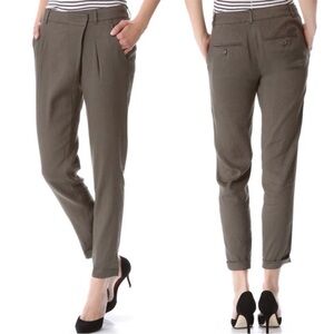 Vince Crossover Waist Linen Blend Ankle Pant Size 8